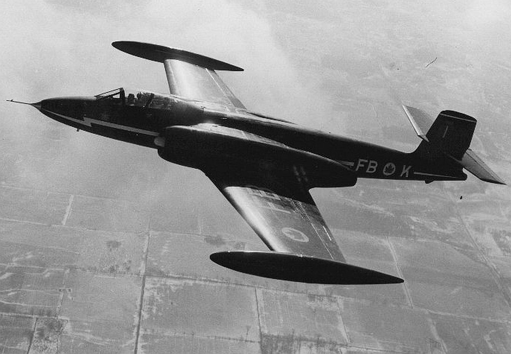 Avro CF-100 Canuck 2nd Prototype 18102 in flight.