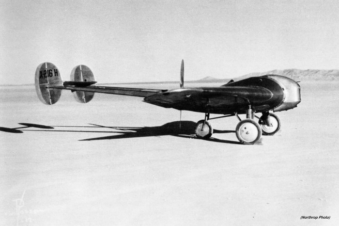 Avion Experimental No.1 Pusher (NX216H) side view (Northrop photo via the Skytamer Archive)